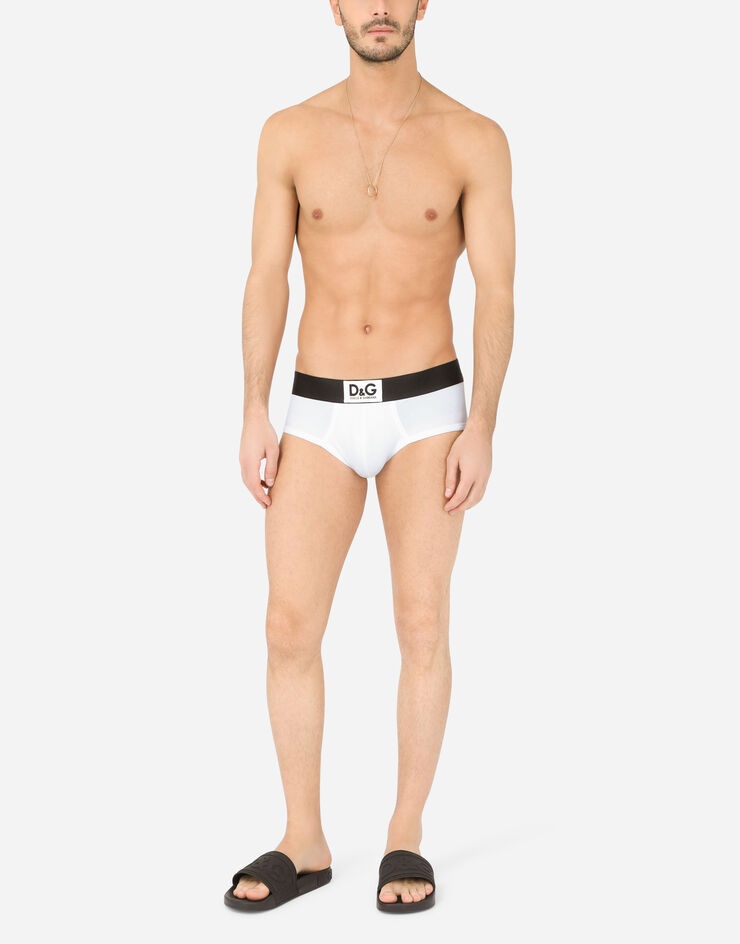 Two-way stretch cotton Brando briefs with D&G patch - 2