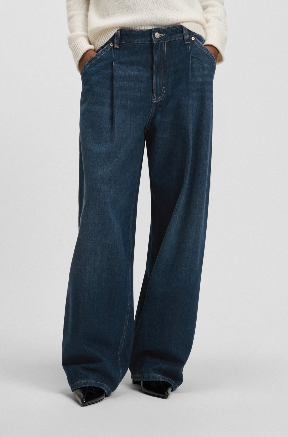 WIDE-LEG JEANS WITH FRONT PLEATS - 2