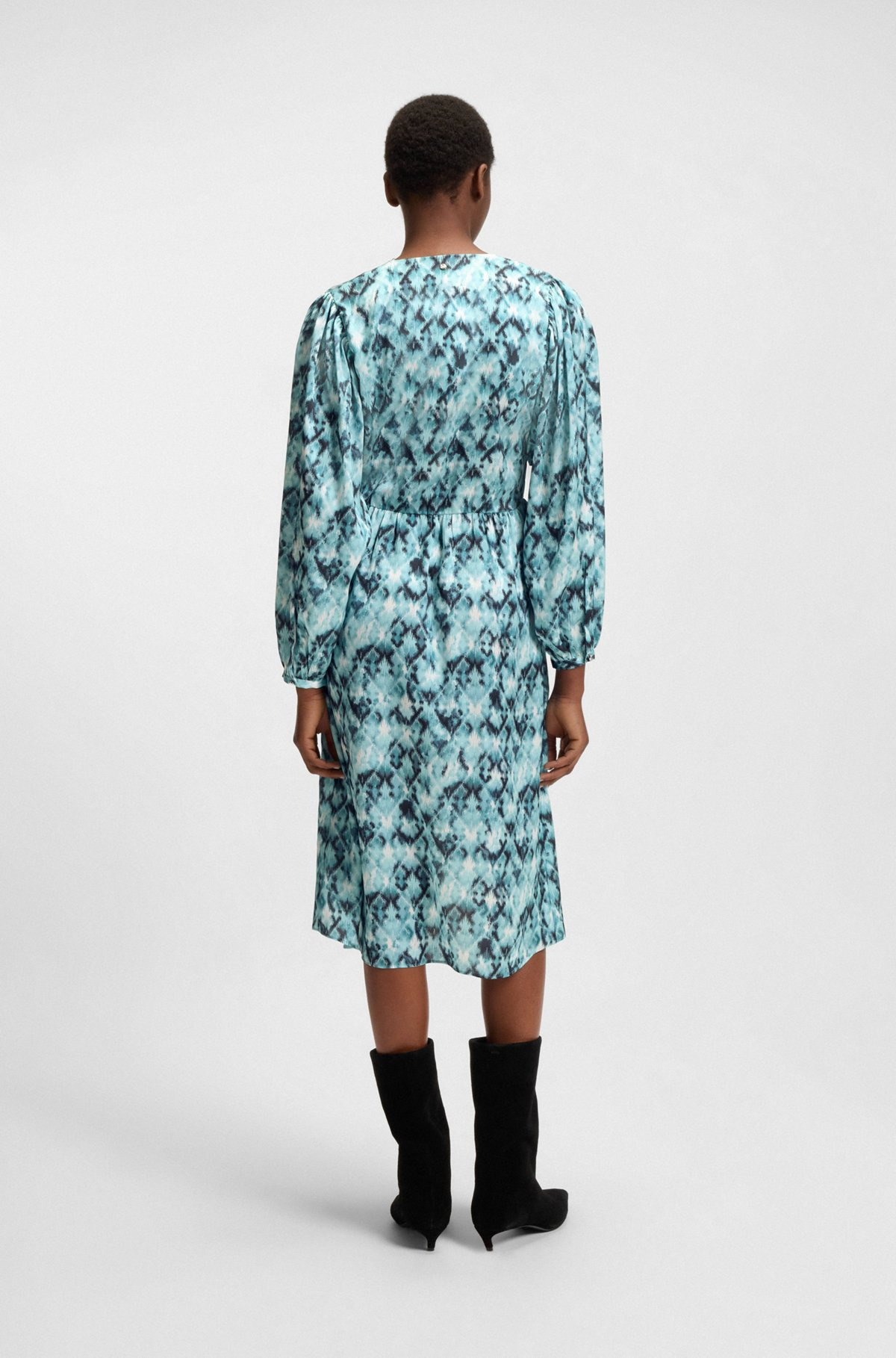 PRINTED DRESS IN HAMMERED SATIN - 4