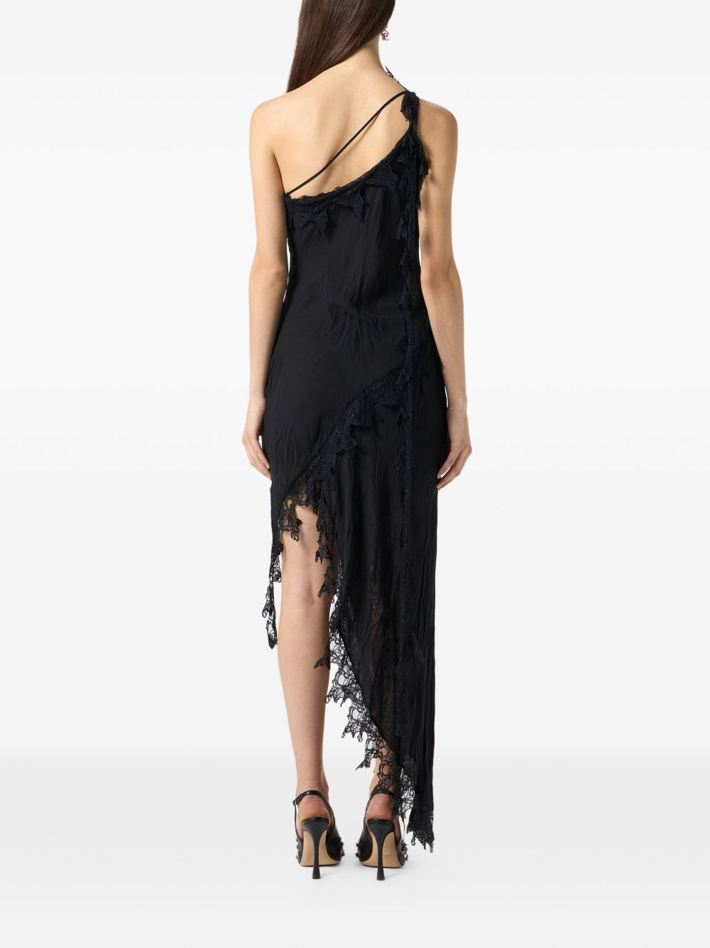 asymmetrical lace-embellished dress - 4
