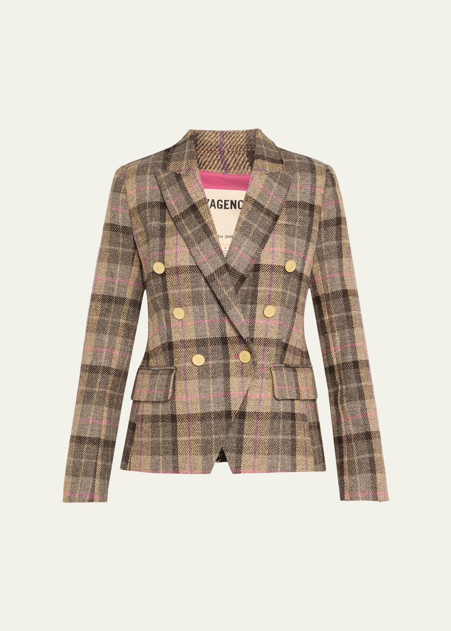 Kenzie Plaid Double-Breasted Wool Blazer - 1