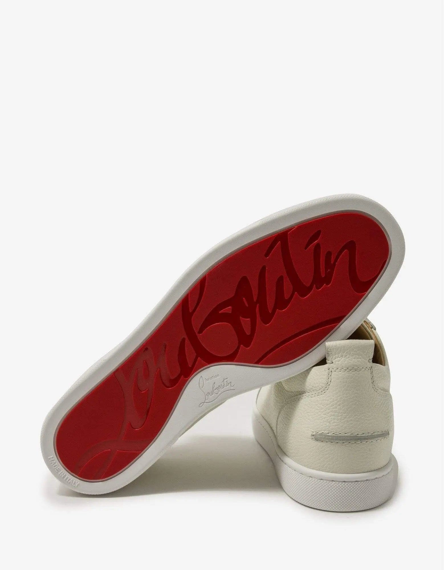 Christian Louboutin Rantulow Latte Grain Leather Trainers - 3