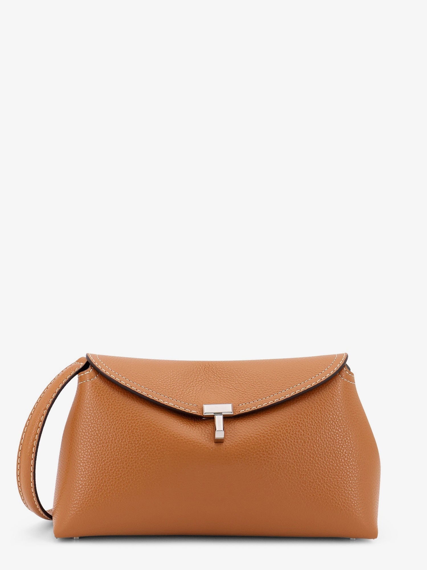 Toteme T-Lock Leather Clutch With Contrasting Stitching - 2