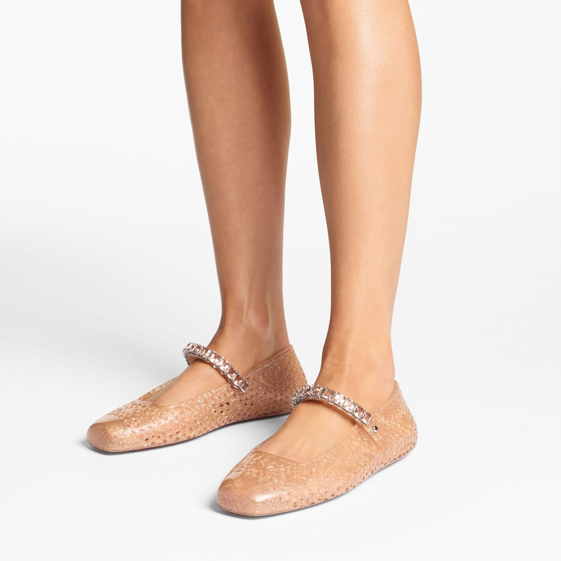 The Jelly
Light Toffee Jelly Ballerina Flats with Crystal Embellishment - 2