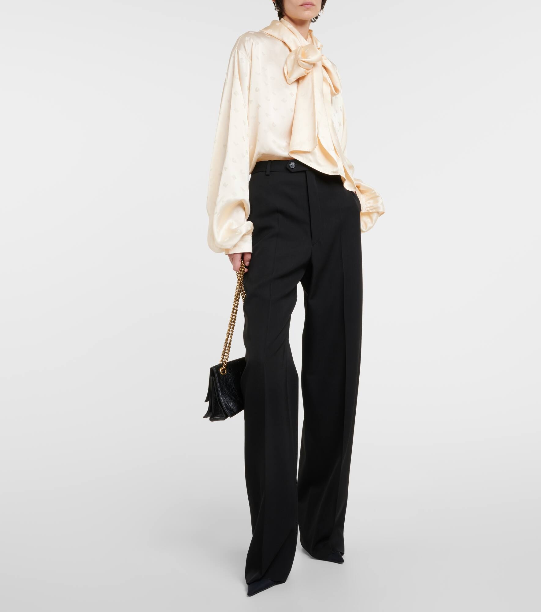 Mid-rise wool wide-leg pants - 2