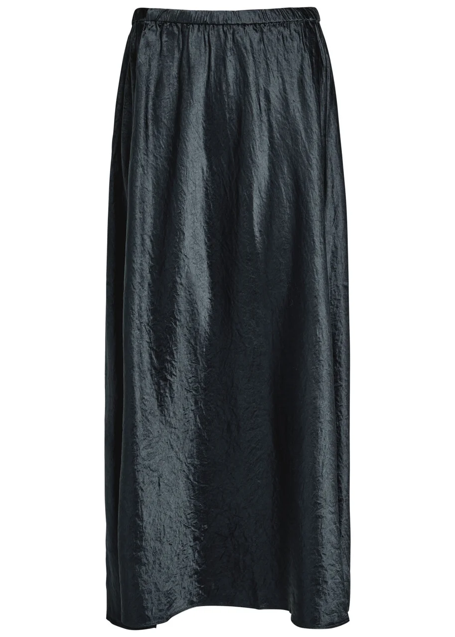 Eileen Fisher Crinkled Satin Midi Skirt - 1