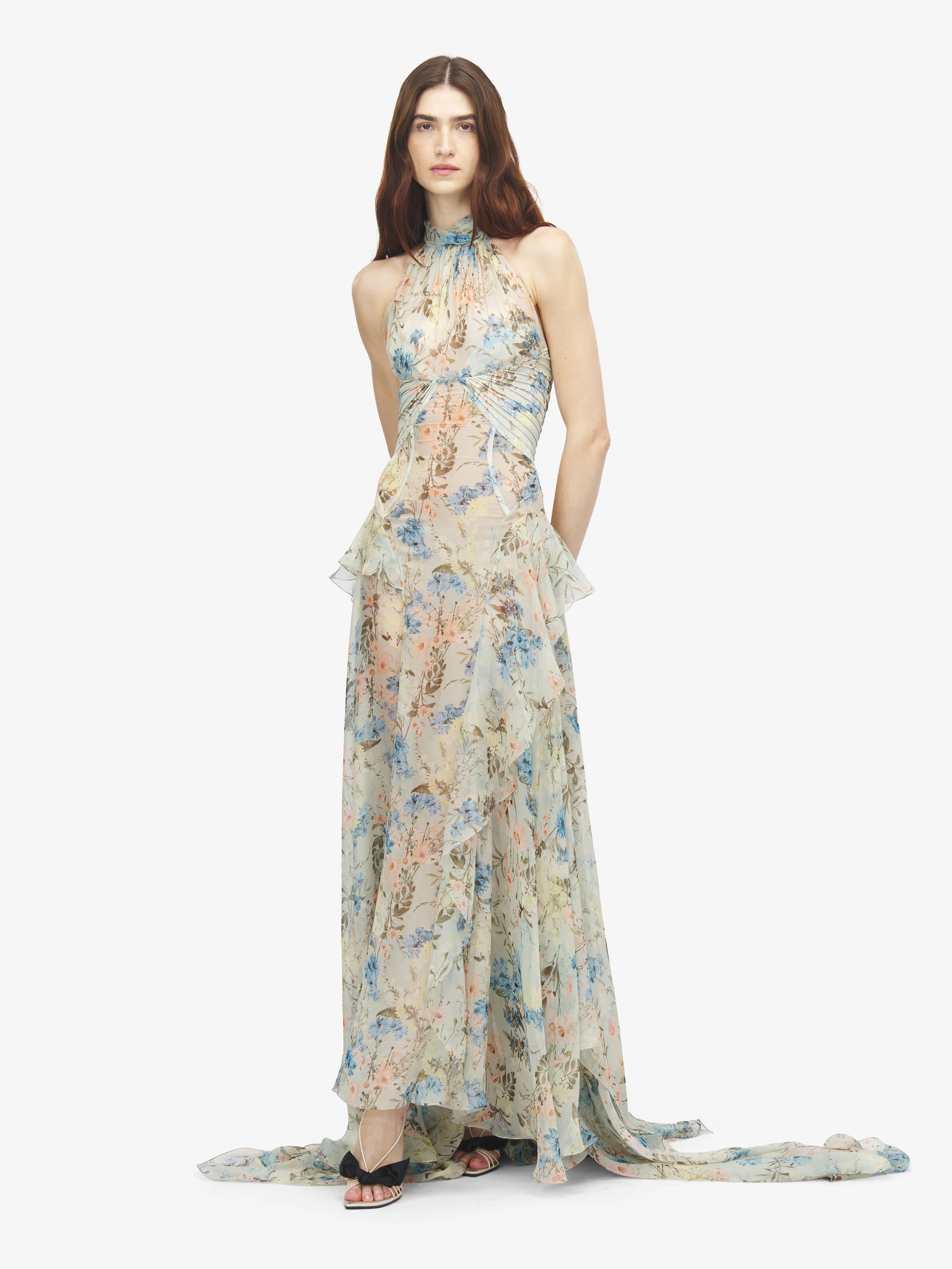 Women's Wallpaper Floral Evening Dress in Multicolor - 1