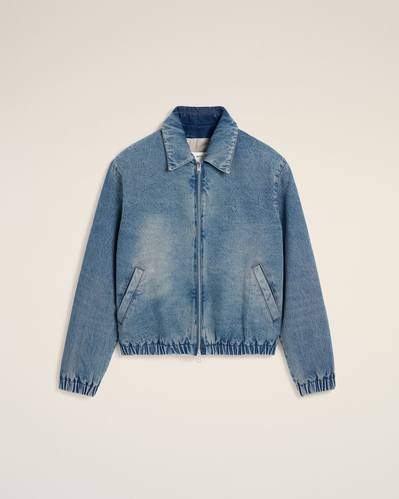 AMI Paris BLUE COTTON AMI DE COEUR ZIPPED JACKET outlook