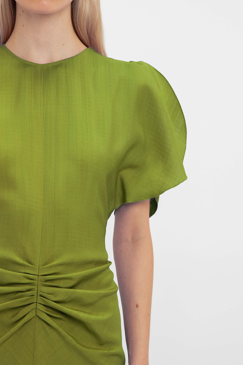 knee length dresses for ladies Green Gathered Waist Midi Dress – AX Paris main image 1
