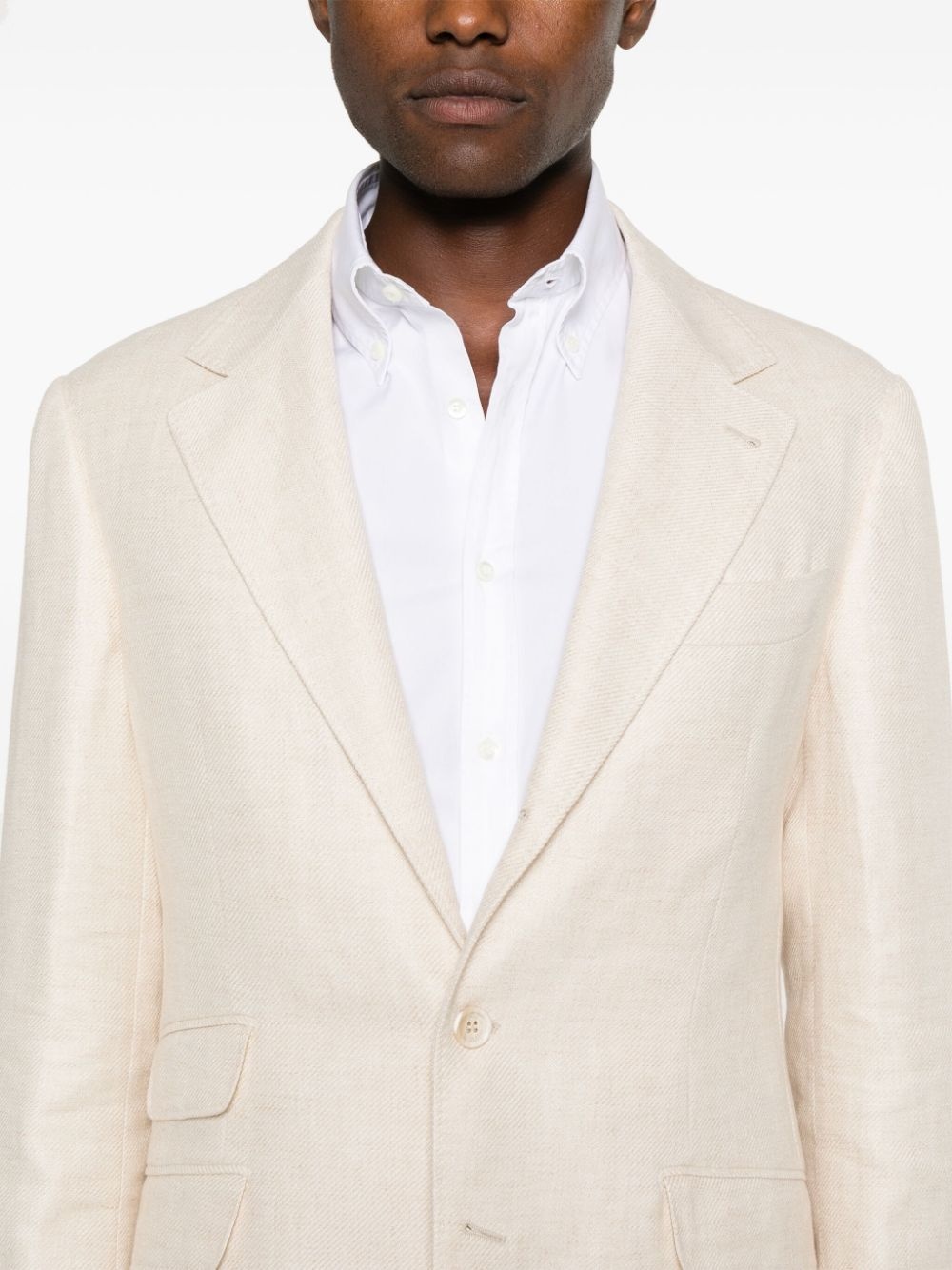 single-breasted linen-blend suit - 5