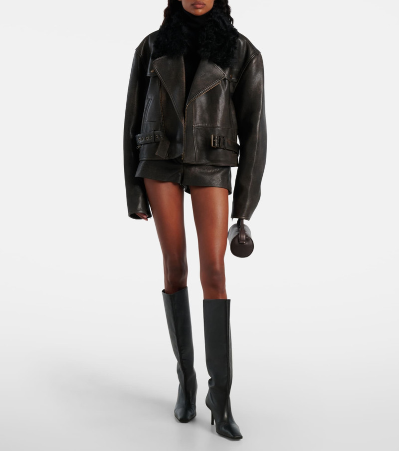 ALEX PERRY Low-rise leather micro shorts outlook