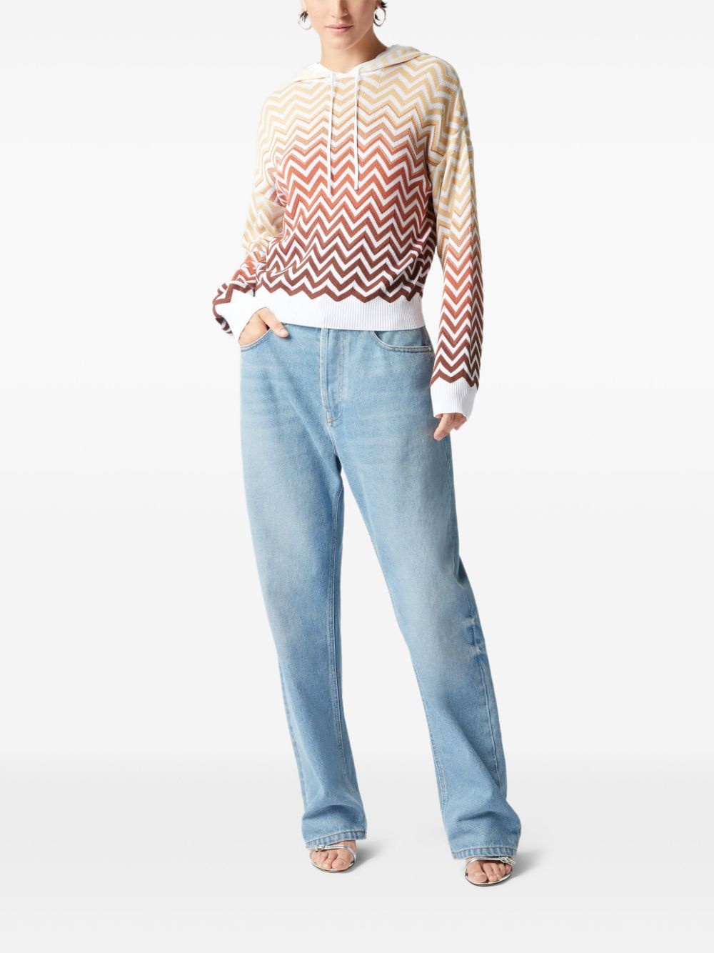chevron-knit hoodie - 2