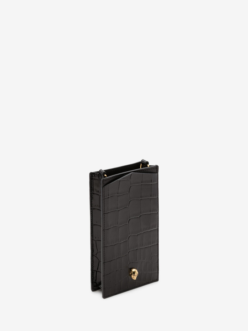 Alexander McQueen Women's Skull Phone Case With Chain in Black outlook