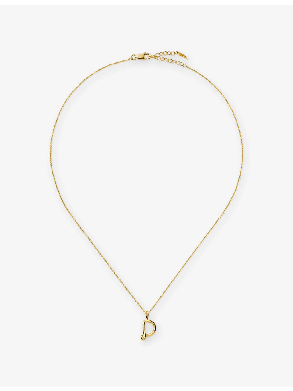 Curly Molten Mini Initial D 18ct Gold Vermeil Necklace - 1