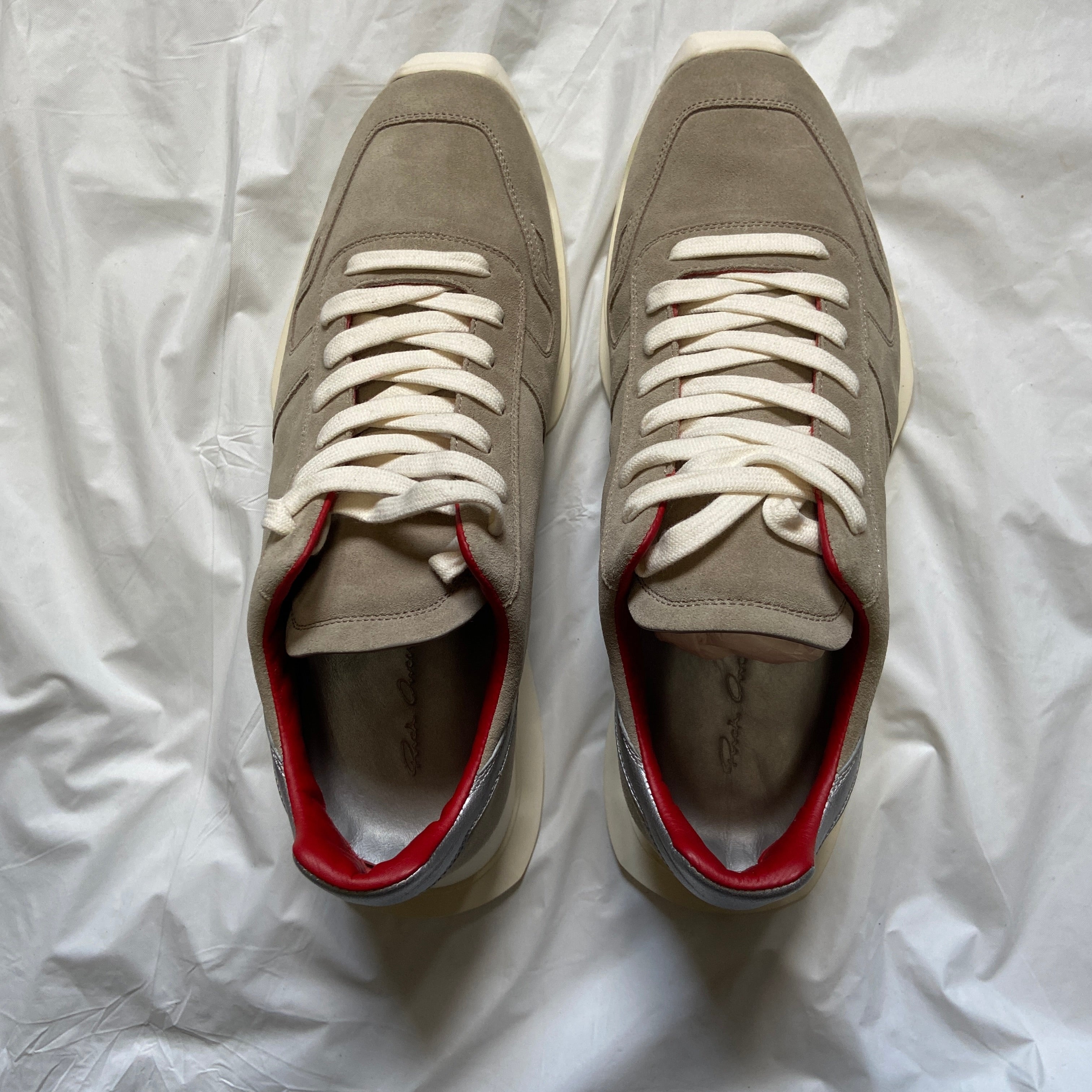 BWN Rick owens fw19 larry bwnt vintage runners pearl silver grey 42 - 6