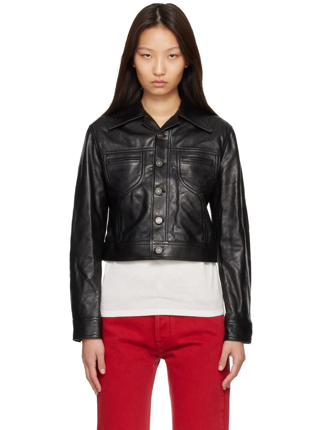 Black Vintage Leather Jacket - 1