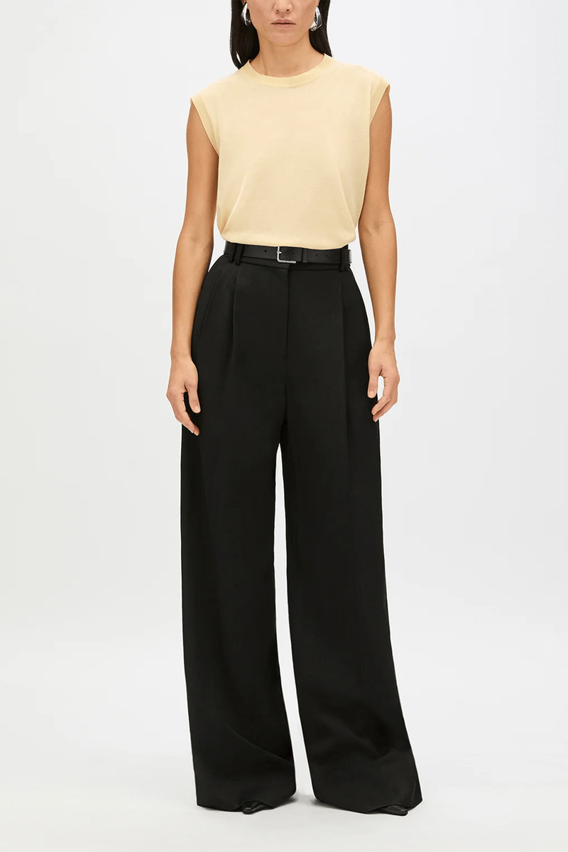 Another Tomorrow Pleated Trouser in Black outlook