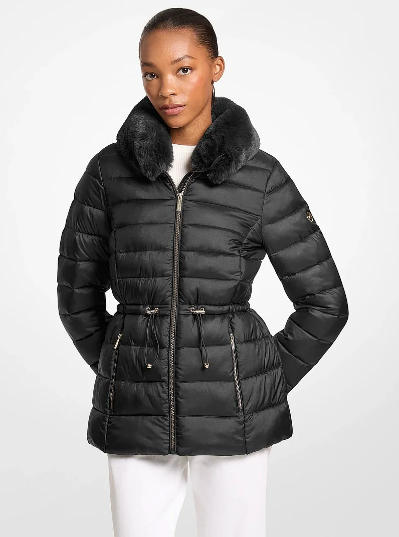 Faux Fur Quilted Puffer Jacket - 1