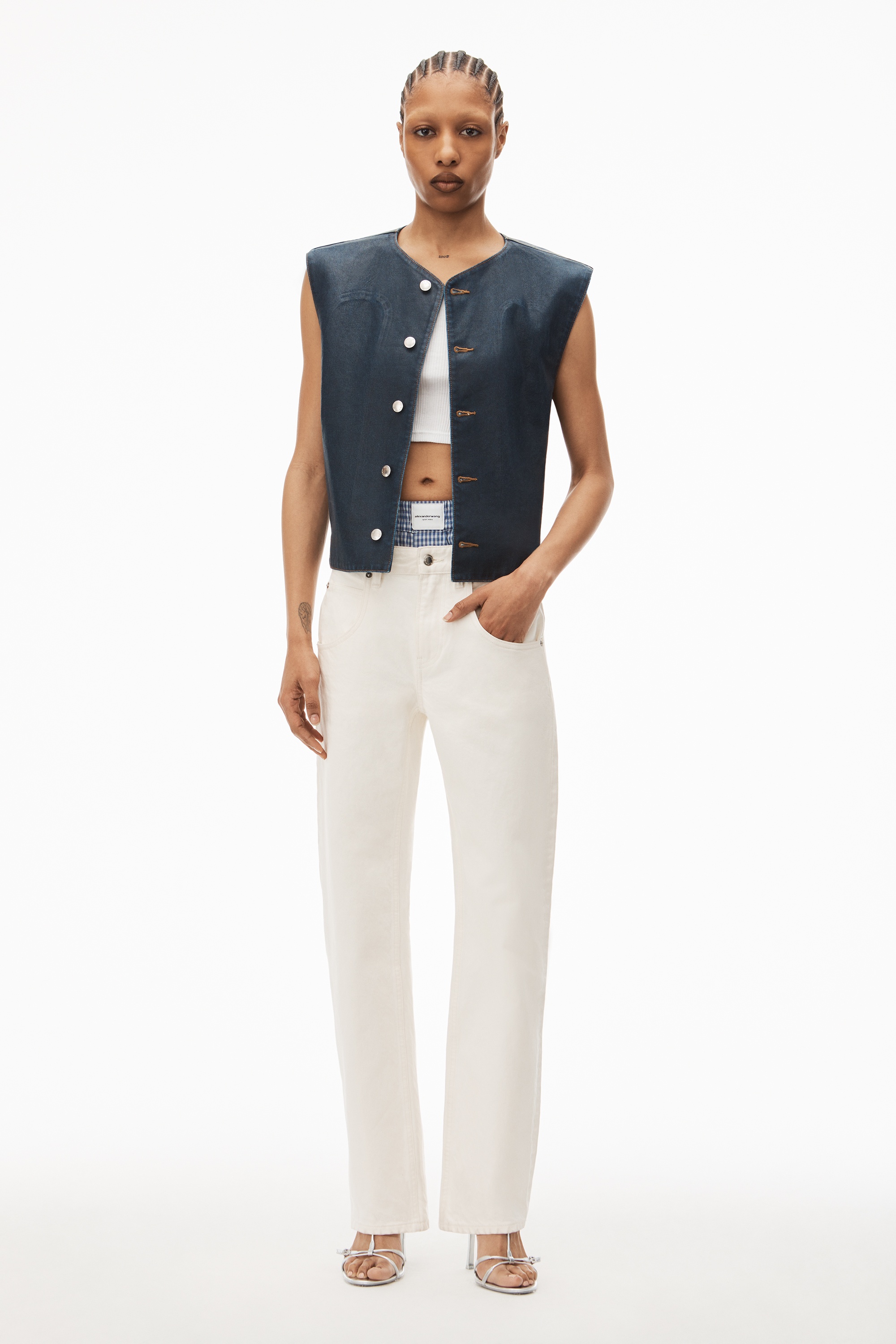 LAYERED BOXER SKATER JEAN IN DENIM - 2