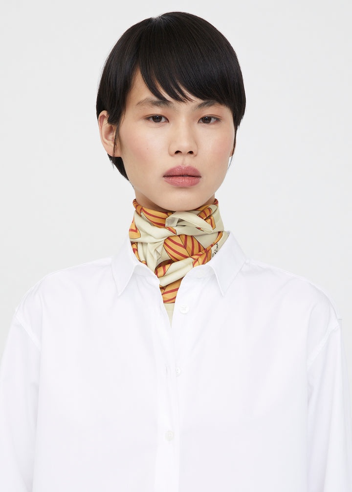 Knotted monogram silk scarf bloody mary - 5