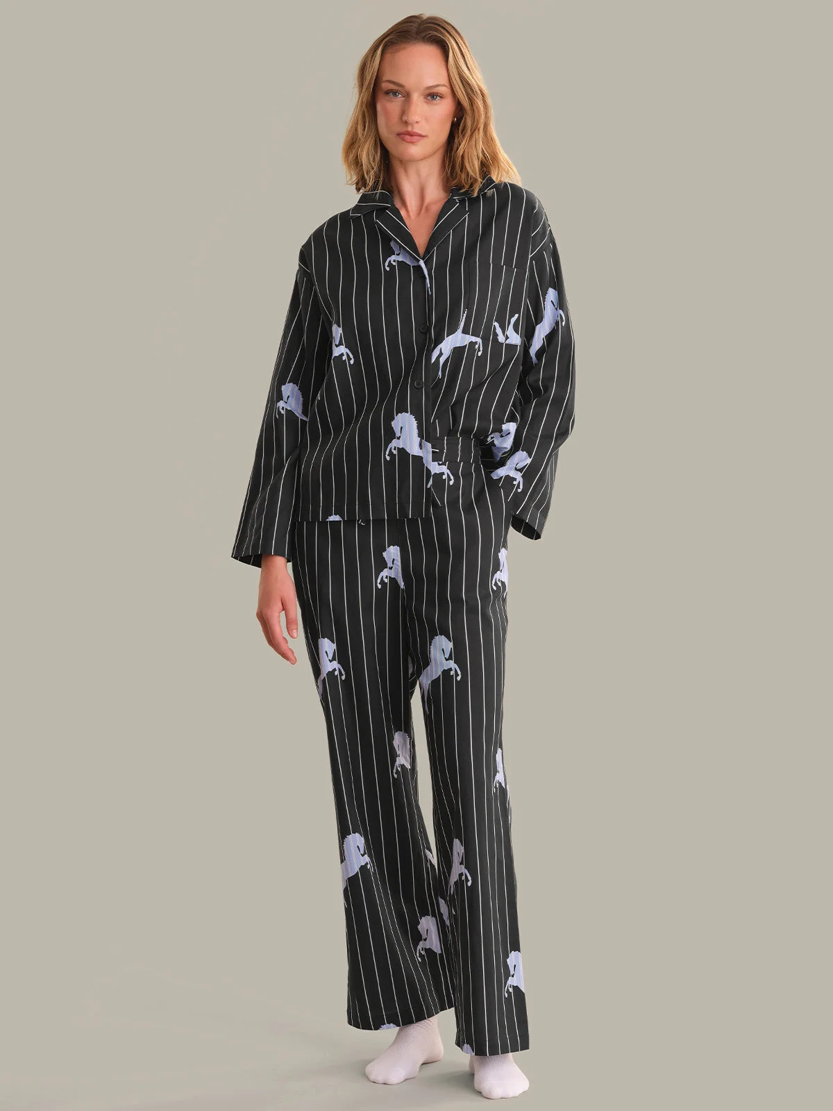 The Pinstripe Horse Print Sleep Set - 1
