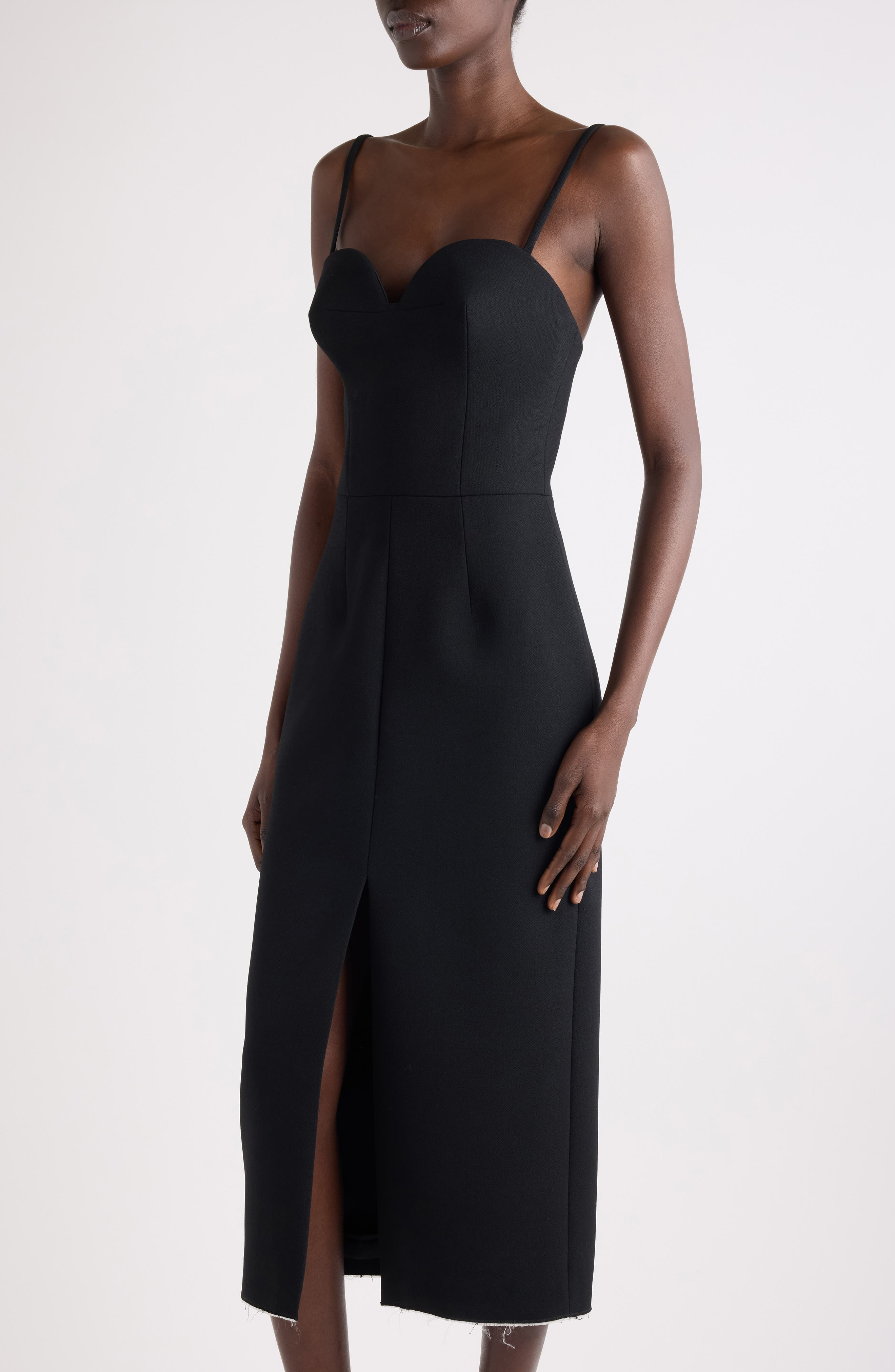 Givenchy Raw Edge Stretch Crepe Midi Dress in Black at Nordstrom - 5