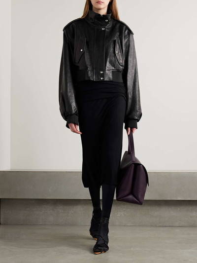 KHAITE Kember cropped leather bomber jacket outlook