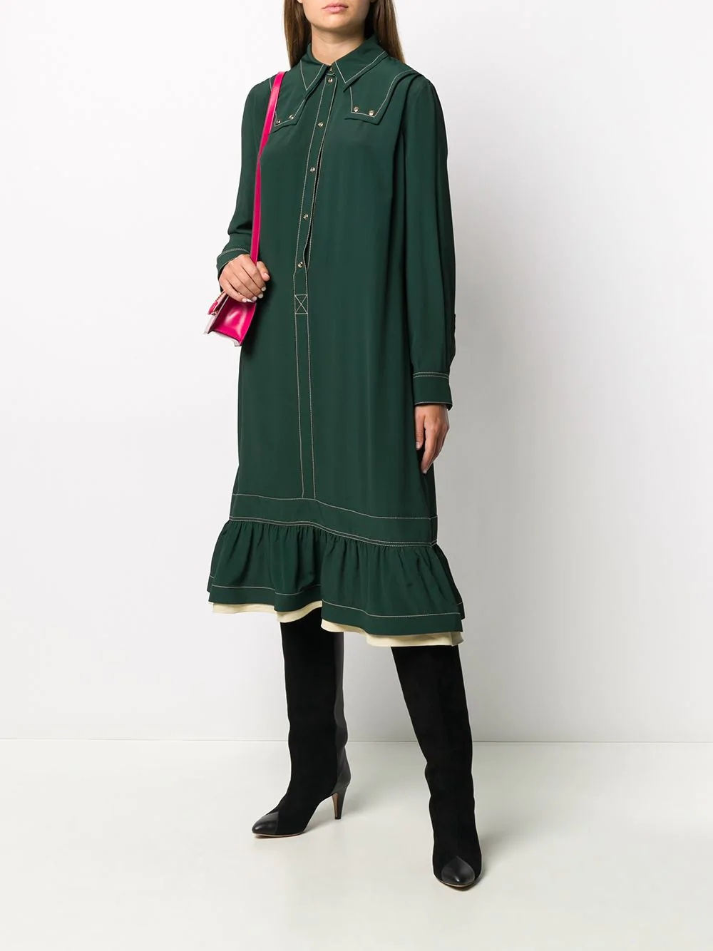 gathered shirt dress - 2