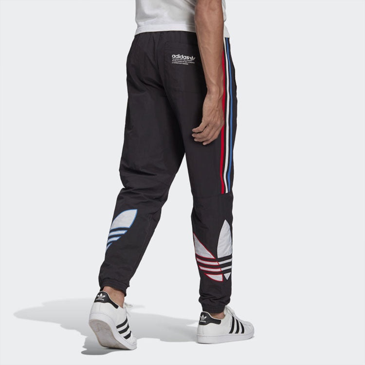 adidas originals Tricol Swtpant Contrasting Colors Stripe Logo Bundle Feet Sports Pants Black GN3577 - 4