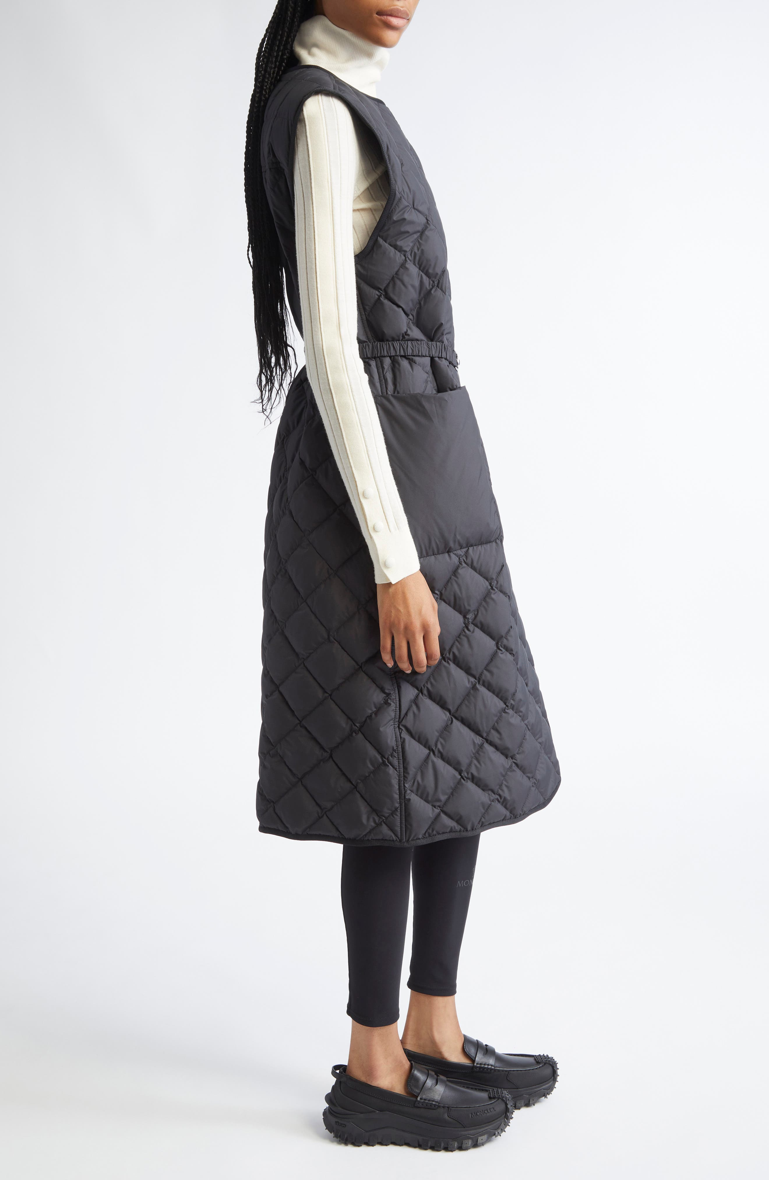 Moncler Butor Diamond Quilted Long Down Vest in Black at Nordstrom - 3