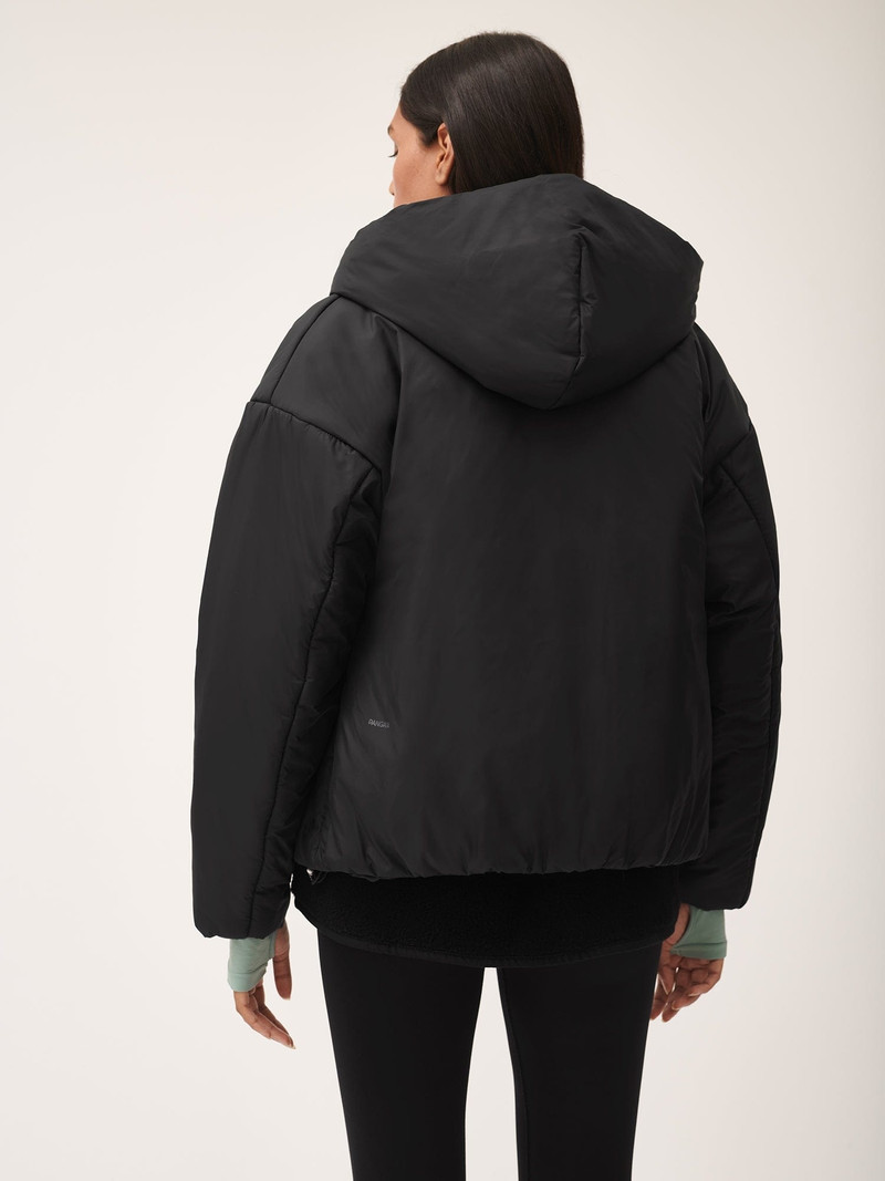 Womens Flower-Warmth Padded Bomber Jacket - Black 3