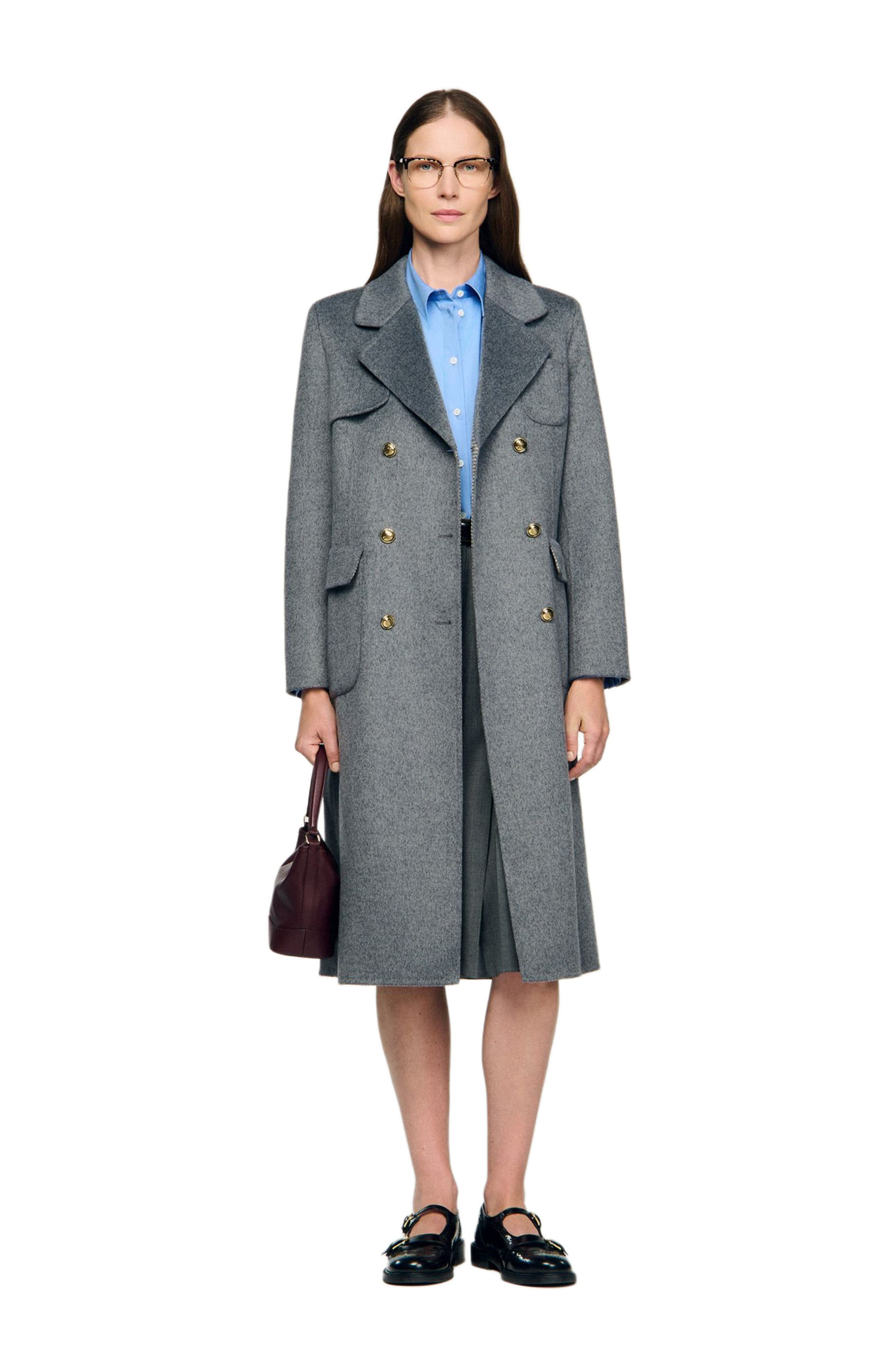 SANDRO Double-faced check coat in Grey at Nordstrom - 6