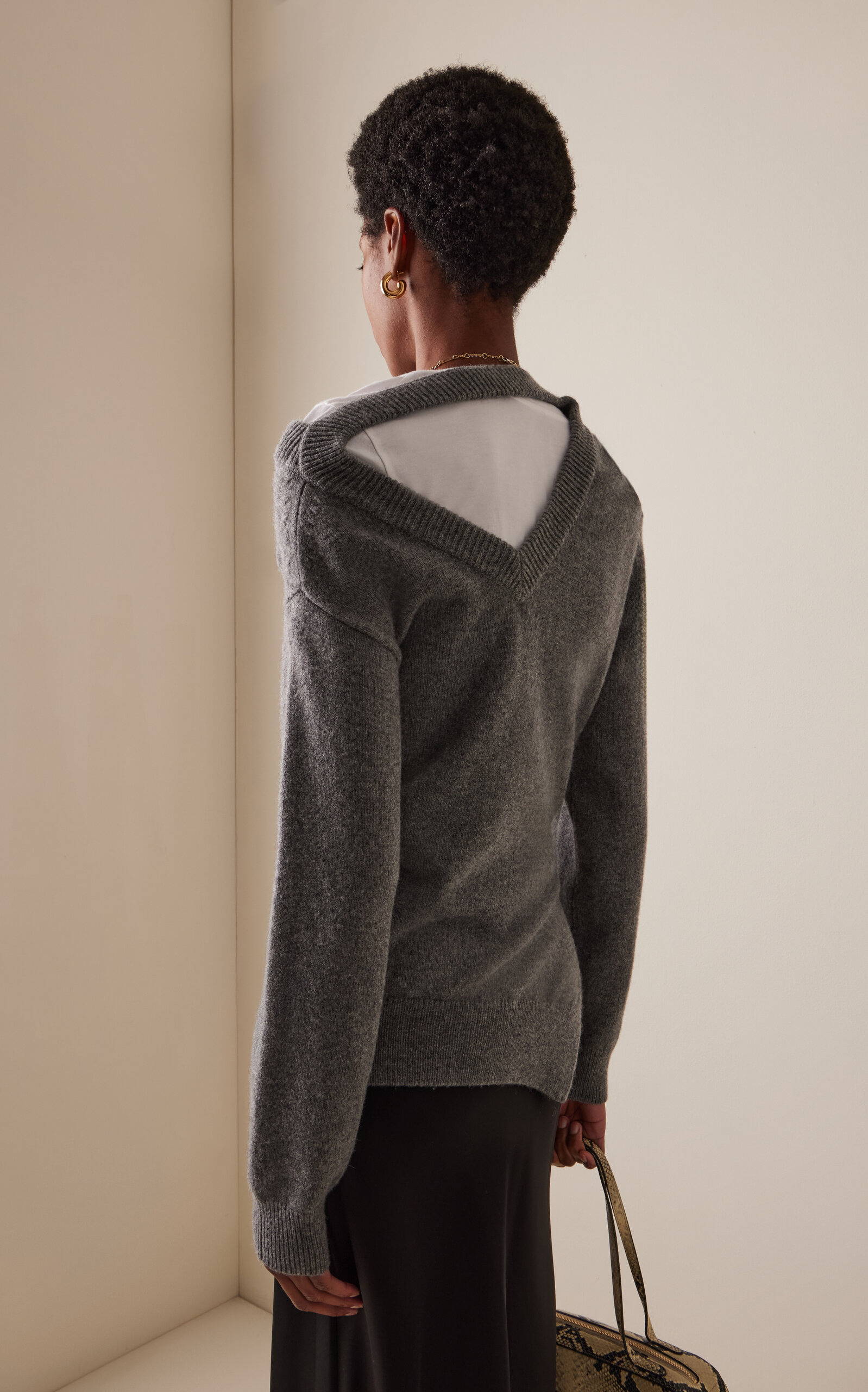Two-Way Deconstructed Wool-Cashmere Sweater grey - 4