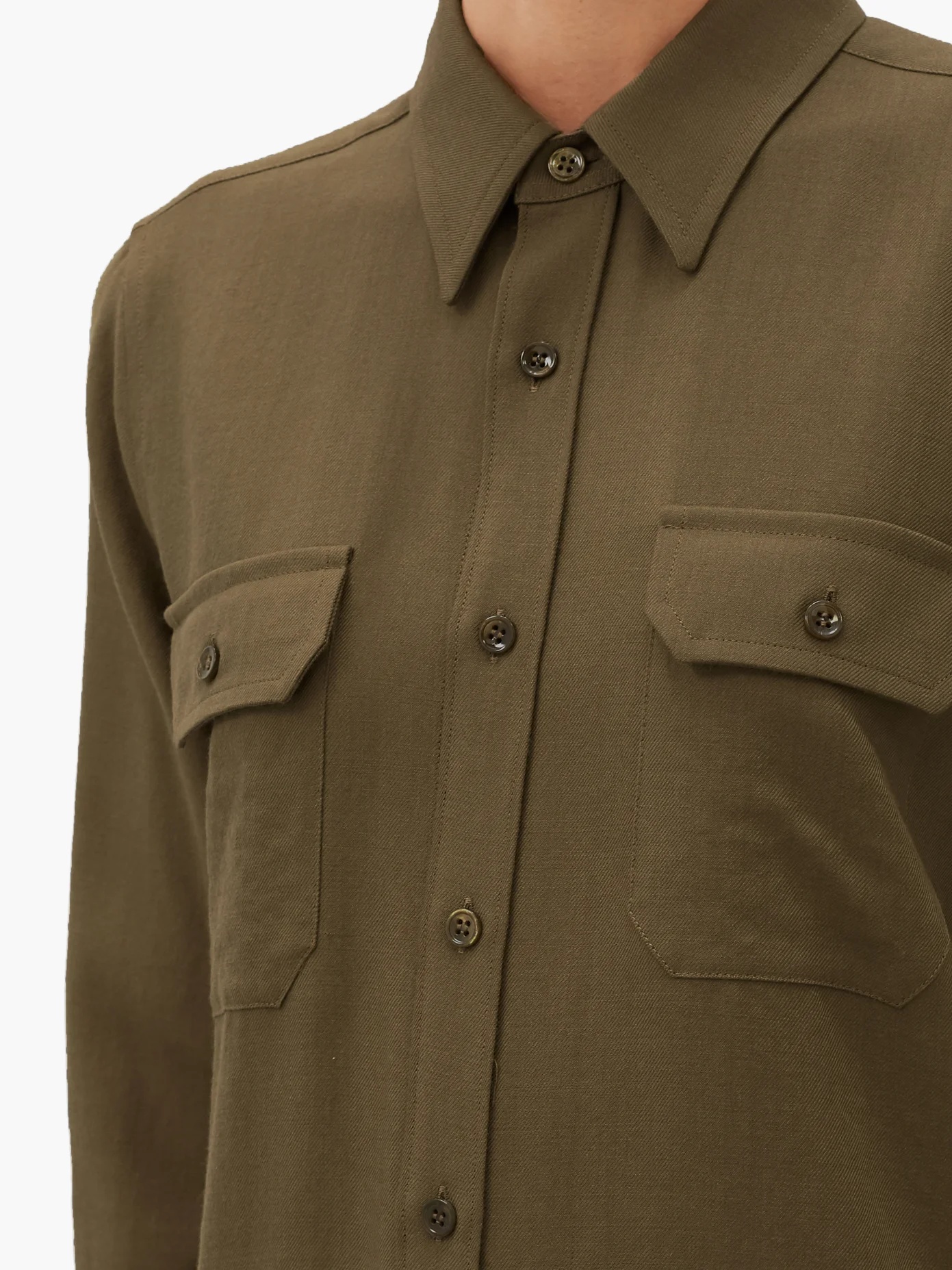 Cargo-pocket wool-twill shirt - 3