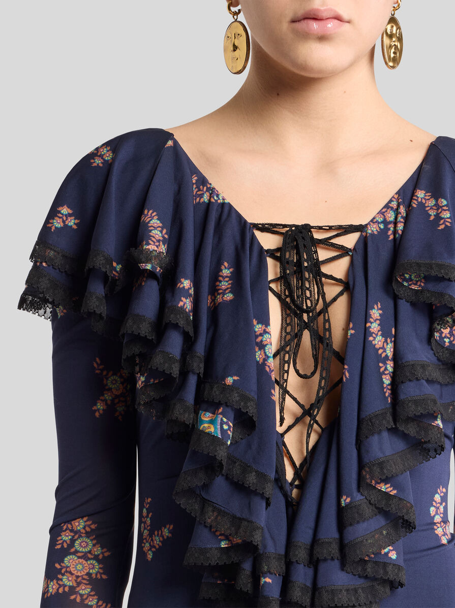 LONG DRESS WITH PLACED PRINT - 2