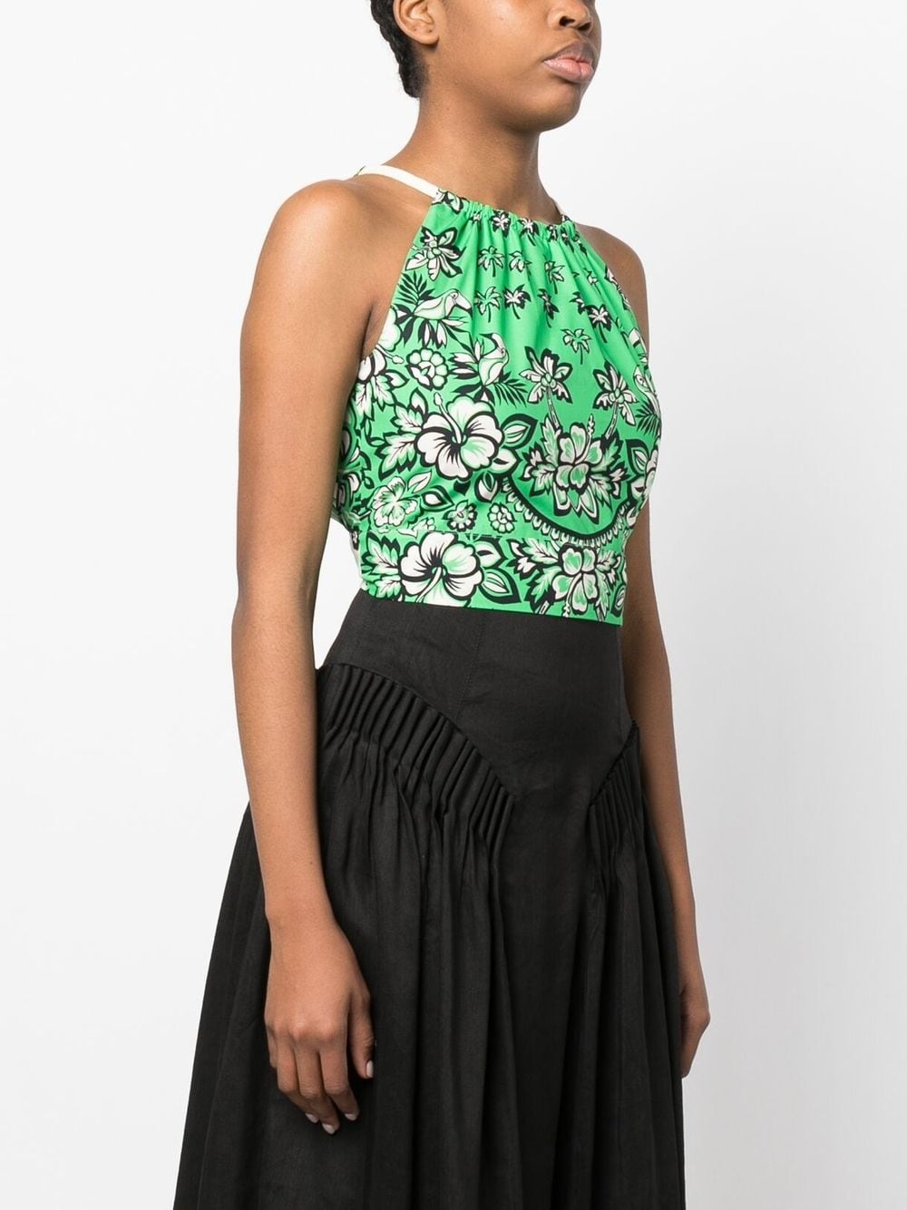 floral-print cropped top - 3