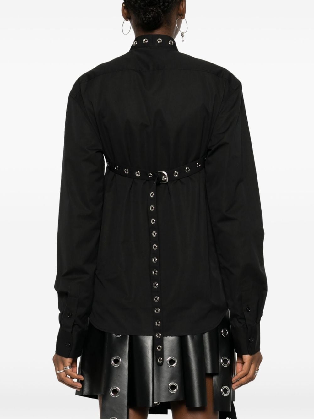 eyelet-strap cotton shirt - 4