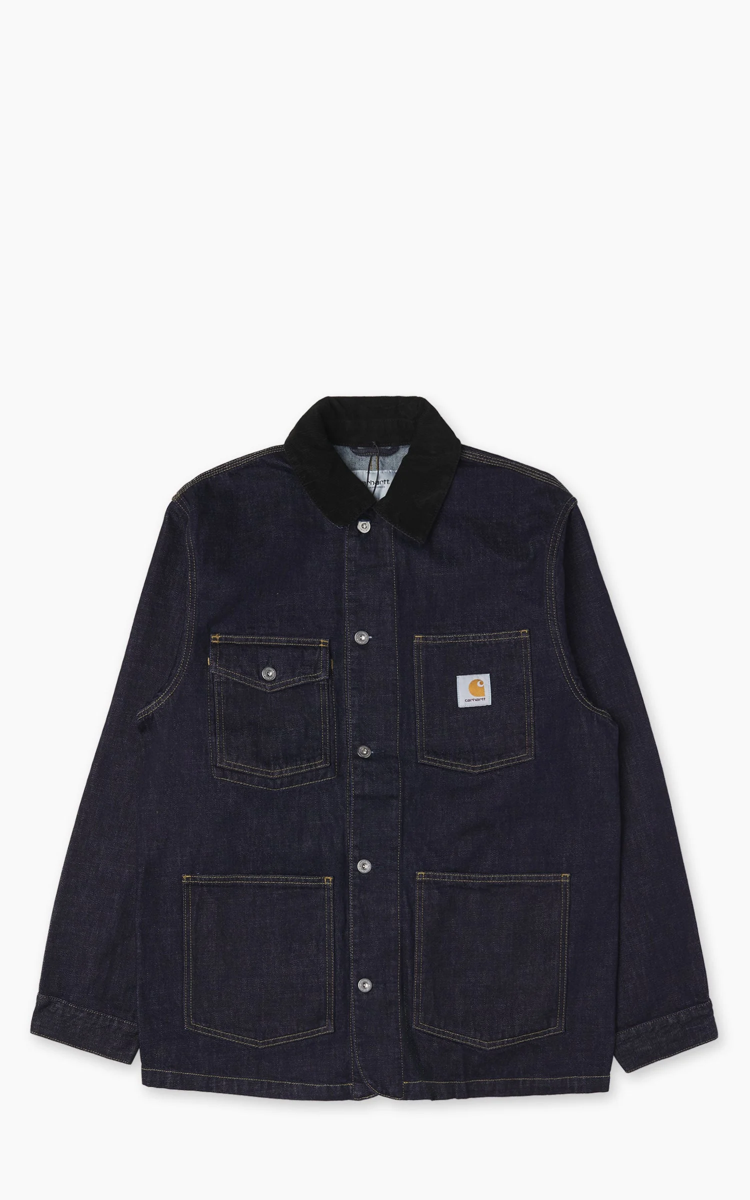CARHARTT WIP WARREN CHORE COAT CAMANO DENIM BLUE/BLACK RINSED - 1