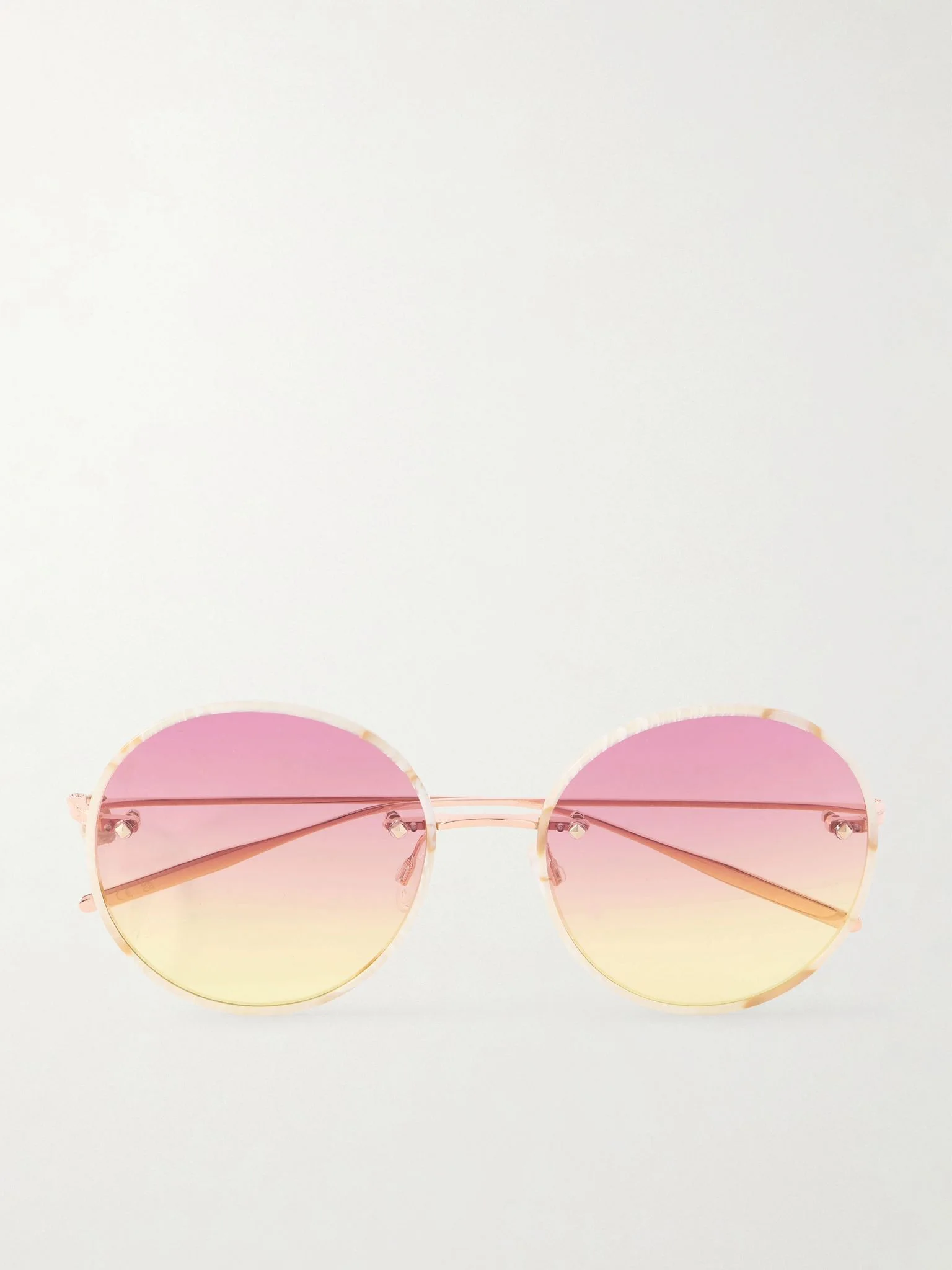 Rigby round-frame acetate and rose-gold tone sunglasses Pink - 1