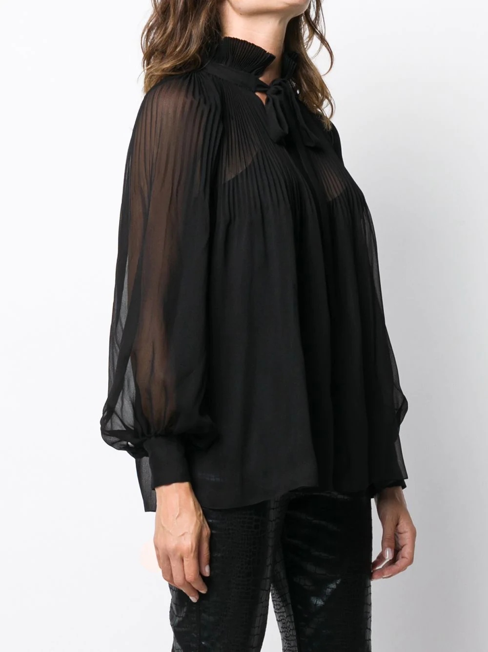 necktie pleated blouse  - 3