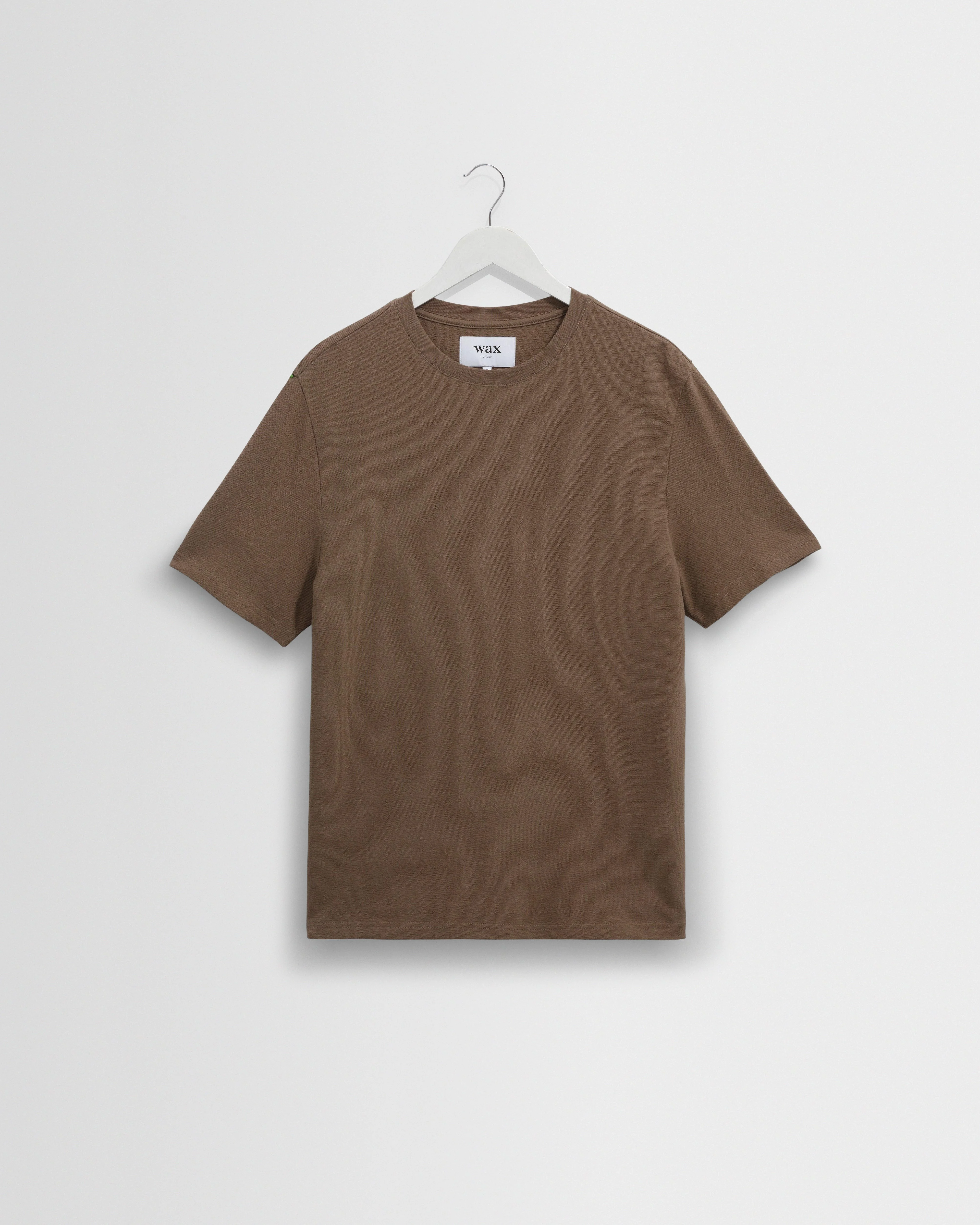 Dean - Dusty Brown Textured Organic Cotton T-Shirt - 1