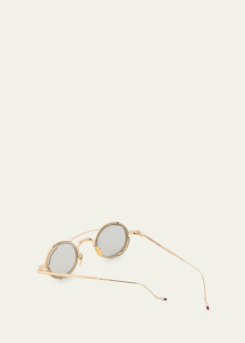 JACQUES MARIE MAGE Men's Dusk Double-Bridge Titanium Round Sunglasses outlook