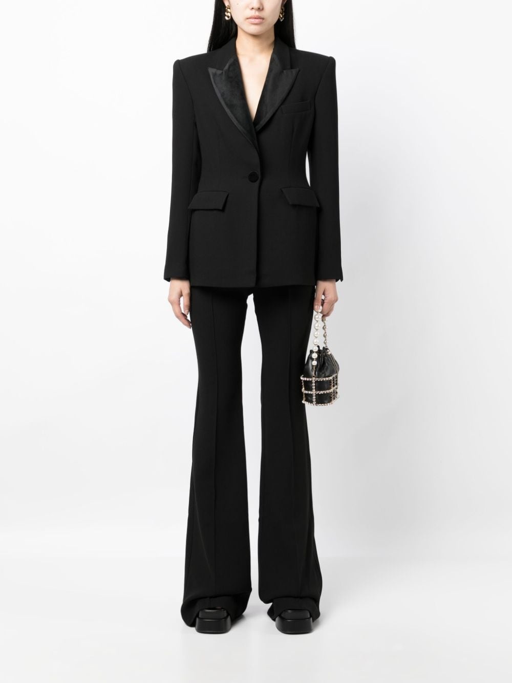 high-waisted flared trousers - 2