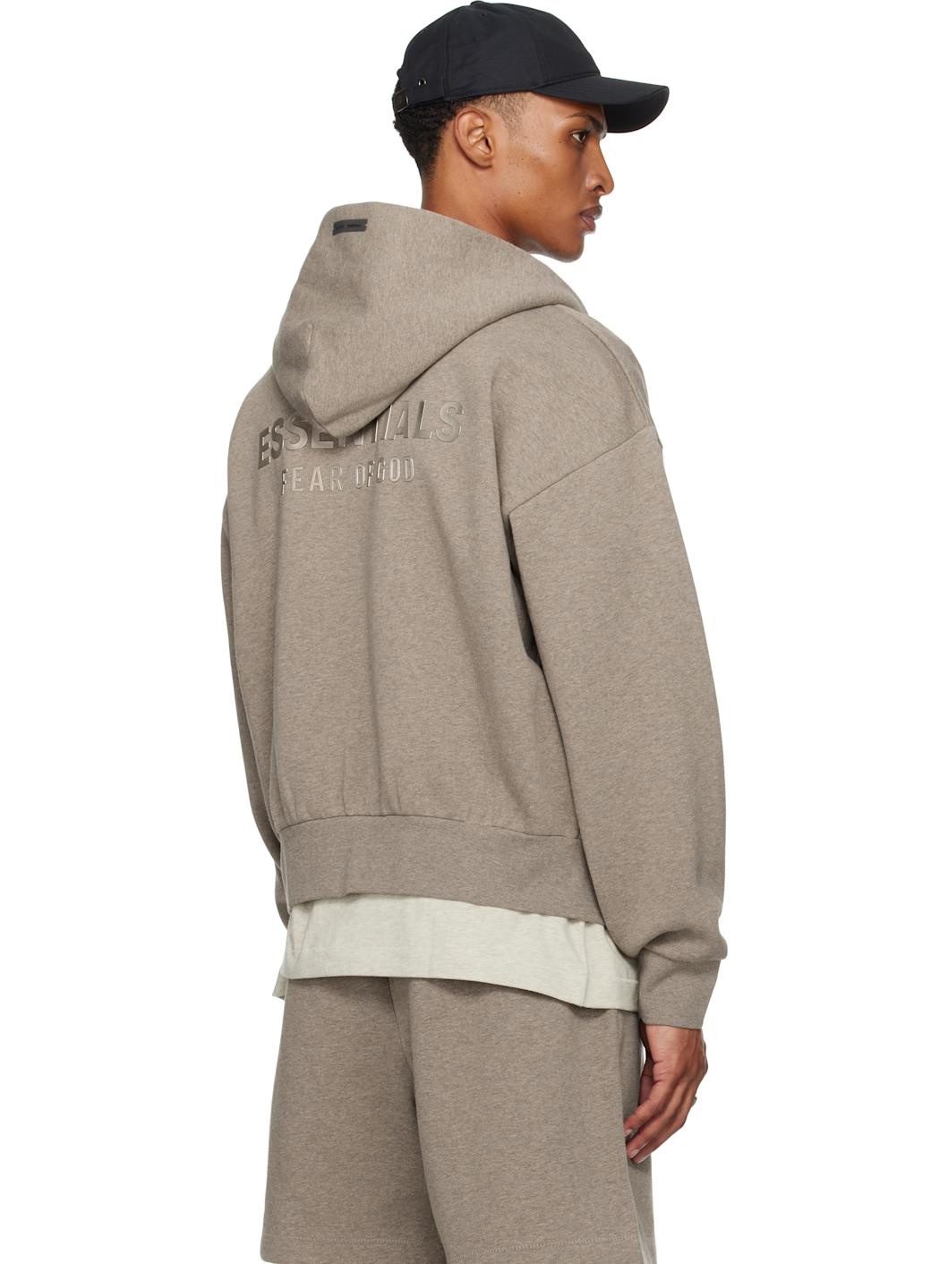 Brown Classic Fit Fleece Zip-Up Hoodie - 3