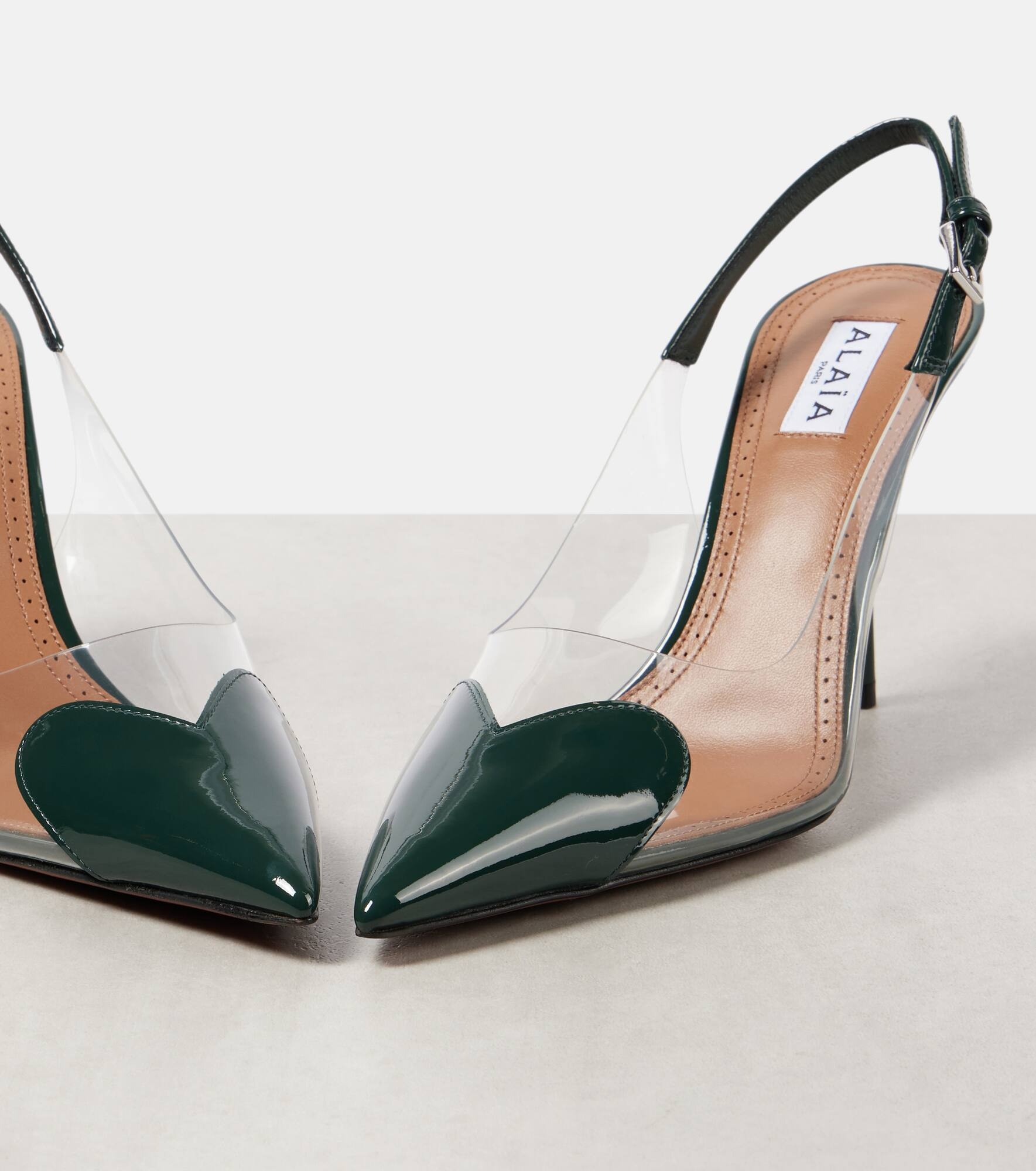 Le Cœur 90 patent leather and PU slingback pumps - 5