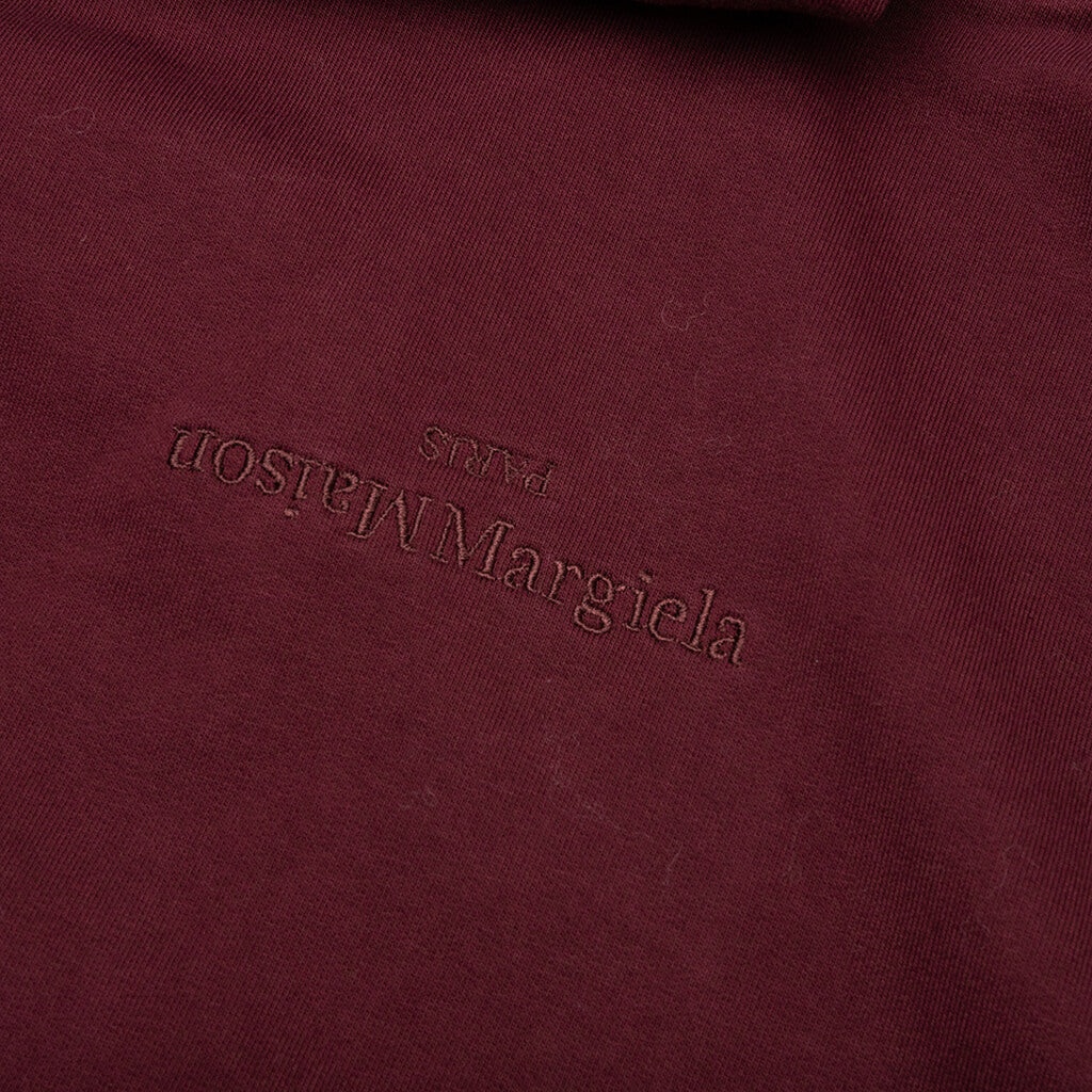 LOGO-EMBROIDERED LONG-SLEEVED HOODIE - BURGUNDY - 3