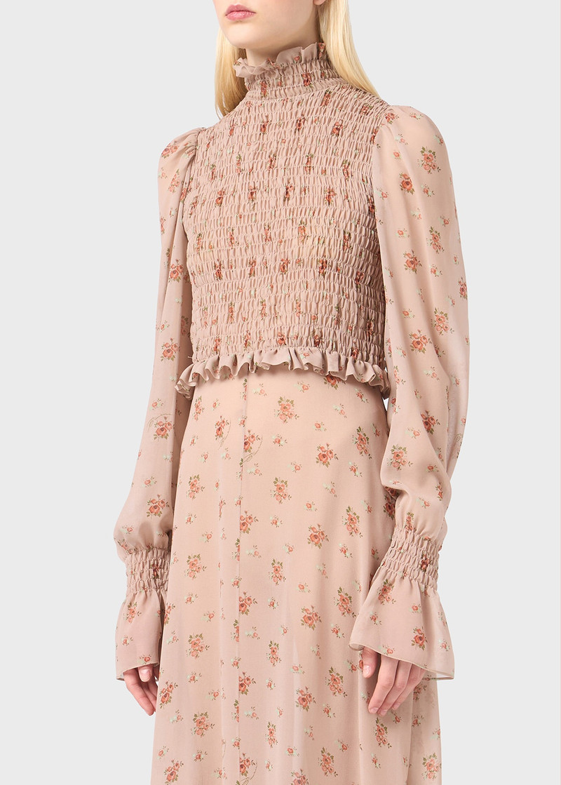 LONG DRESS IN SILK GEORGETTE WITH BOUQUET PRINT 5