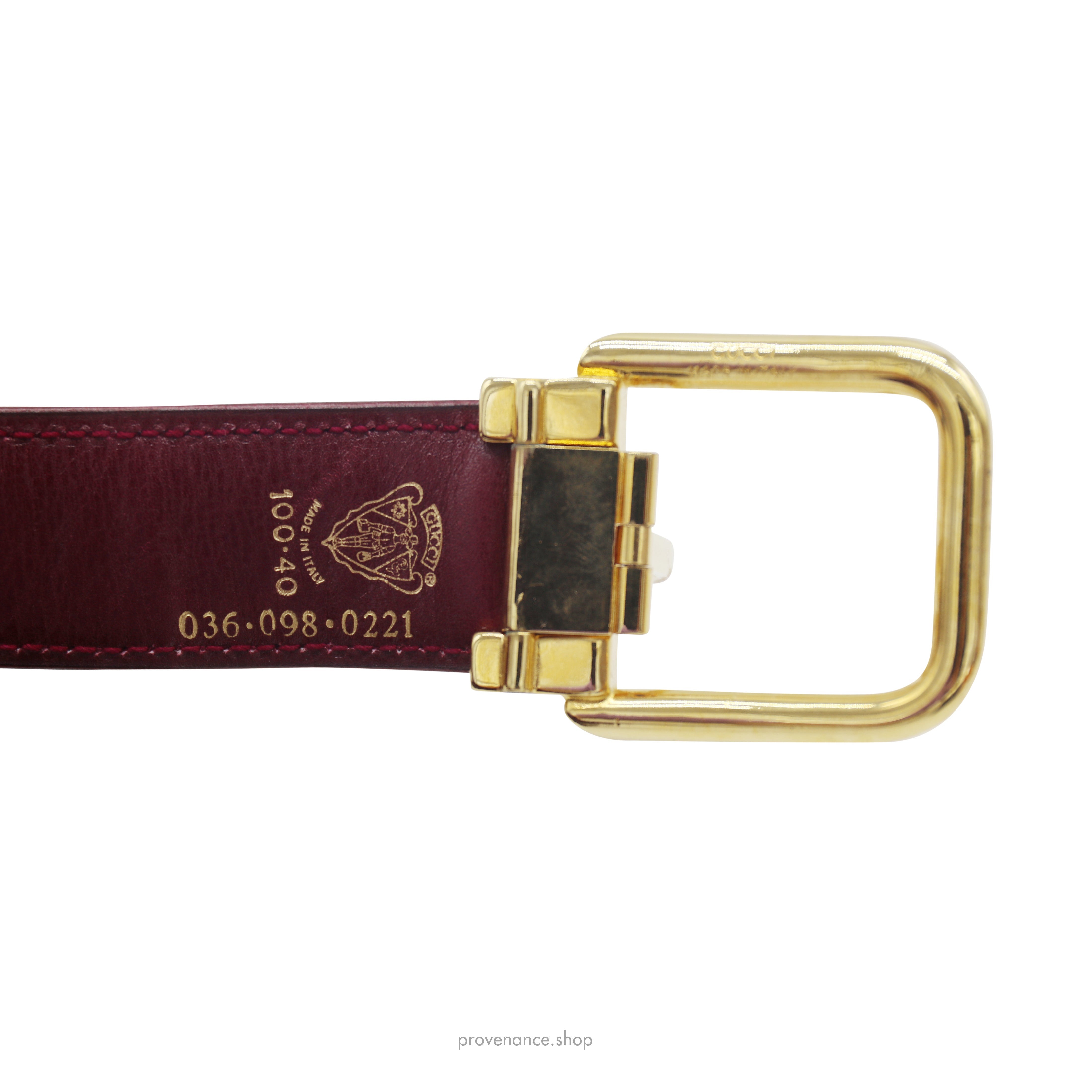 Gucci Tang Belt - Burgundy Crocodile Leather - 4