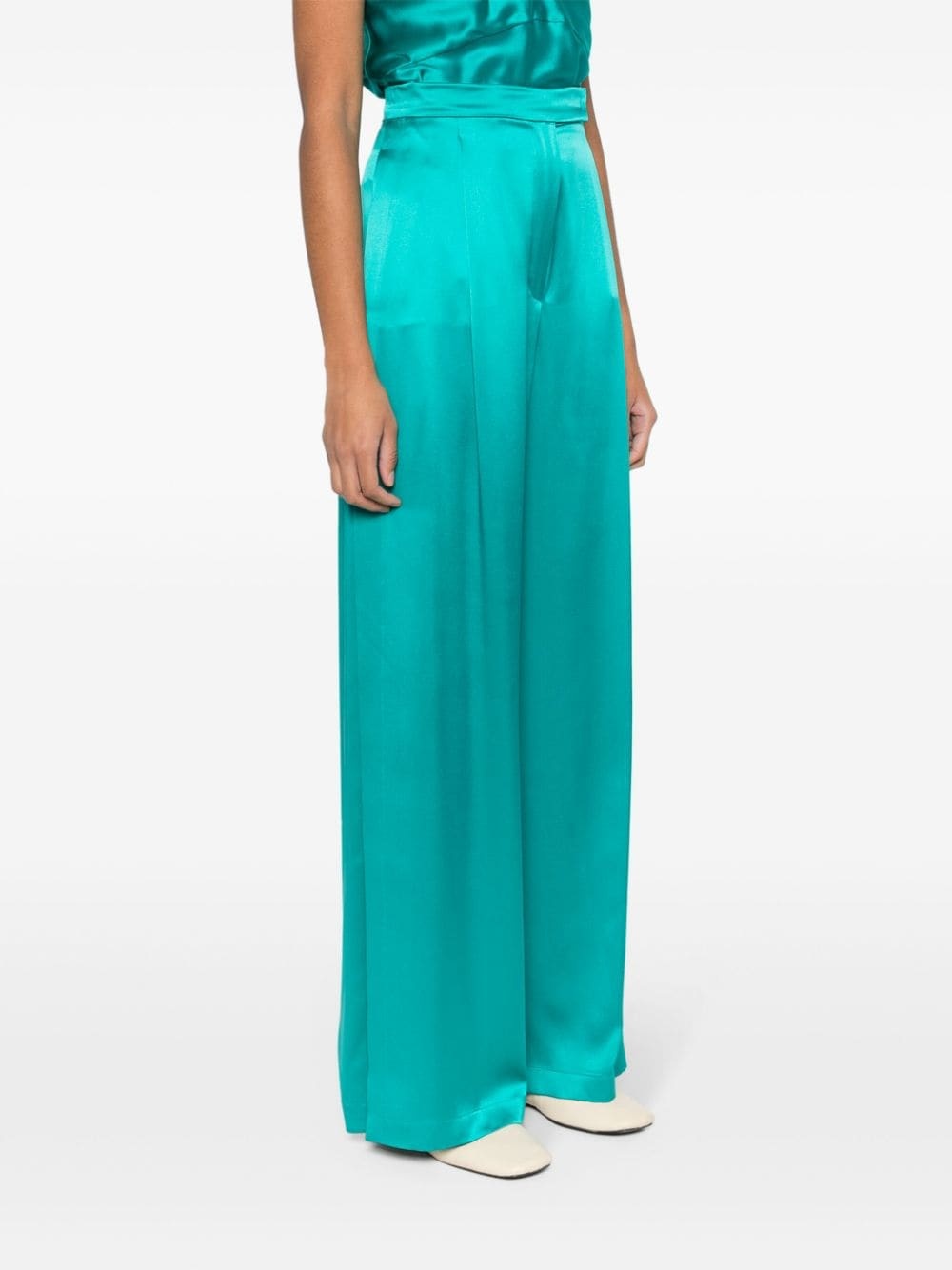 side-slits silk palazzo pants - 3