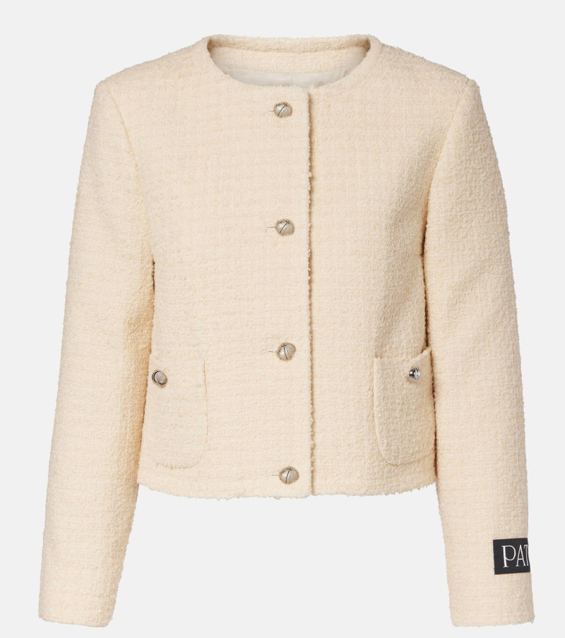 Logo wool-blend bouclé jacket 1